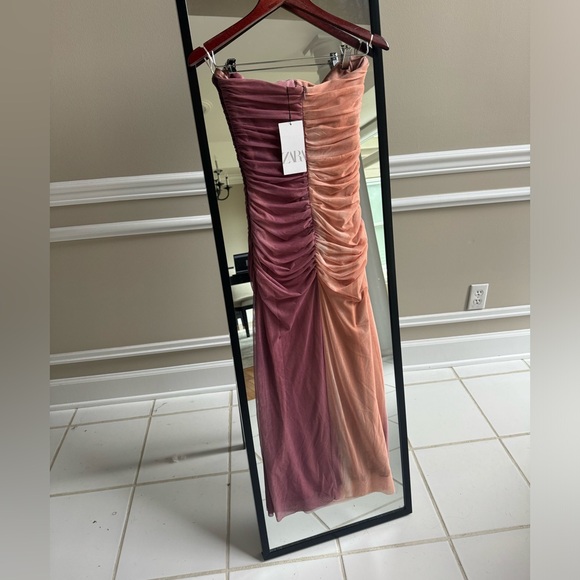 NWT Zara Elegant Ombre Pink Strapless Dress - Picture 7 of 7